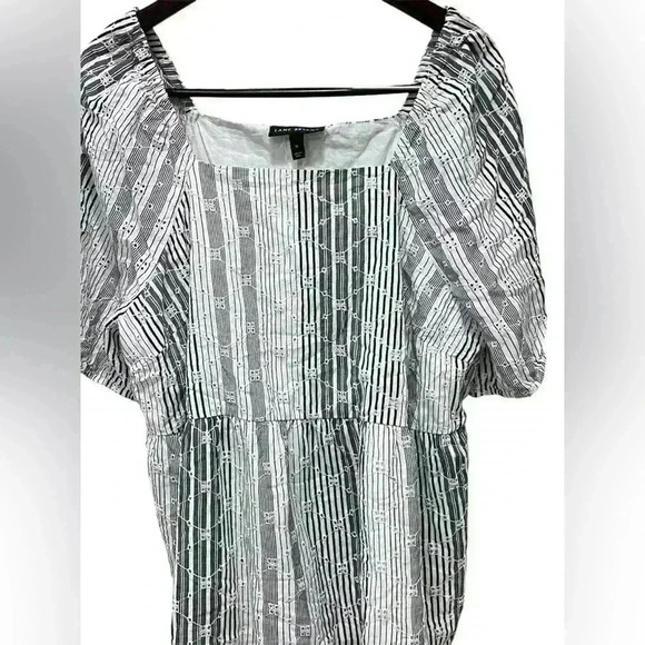 Lane Bryant Black & White Boho Babydoll Short Sleeved Top Size 16 - Picture 2 of 10